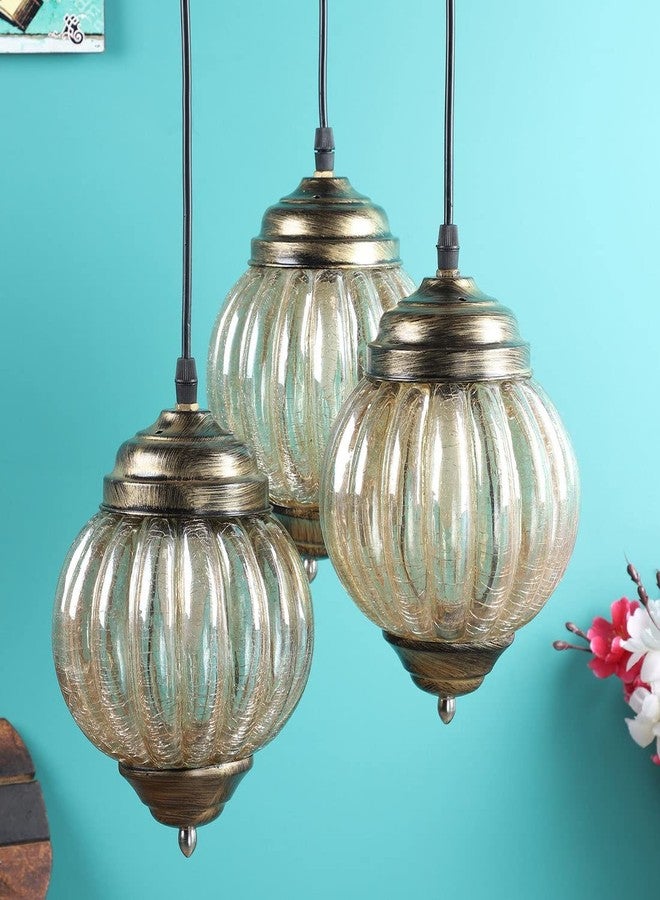 GAUVIK Vintage 3 Light Luster Globe Hanging for Restaurant,Bedroom, Living Room and Home Decor Chandelier Ceiling Lamp.Golden Antique - Image 3